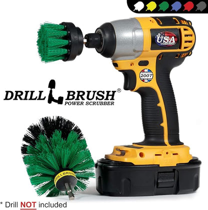 2 Piece Green Medium Stiffness Drill Rotary Cleaning Drillbrushes for Cleaning Kitchen, Cabinet, Counter, Linoleum, and General Purpose Scrubbing by Drillbrush