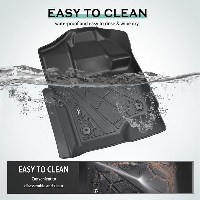 KARPAL Floor Mats for 2015-2026 Ford F-150 & 2022-2026 F150 Lightning SuperCrew, Custom Fit TPE All Weather Ford F150 Accessories 1st & 2nd Row Floor Liner