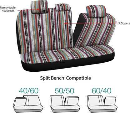 HAIYAOTIMES Baja Saddle Blanket Car Seat Covers Full Set with Seat Belt Pads, Washable Breathable Seat Covers for Cars, Universal Fit Interior Covers for Most Sedan Truck SUV, Airbag Compatible, Red
