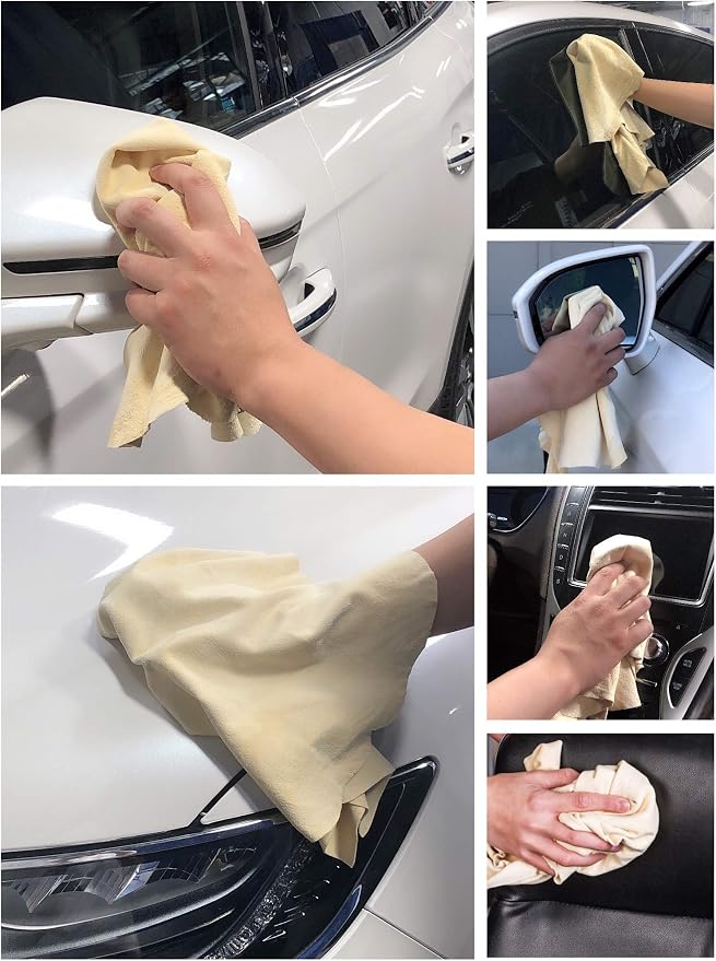 SHEEPSKIN ELITE Chamois Drying Cloth Car Drying Towel Real Leather Super Absorbent Fast Drying Natural Chamois Car Wash Cloth Accessory (5 sq ft)