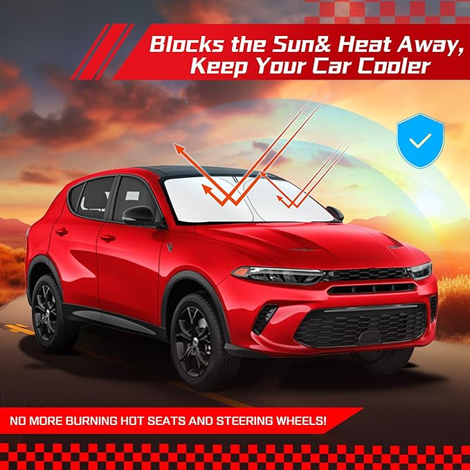 ARISMOTOR Windshield Sun Shade for Dodge Hornet 2023-2025 2026, Custom Fit Foldable Front Window Sunshade Sun Visor Protector, Block UV Rays Keep Your Car Cooler
