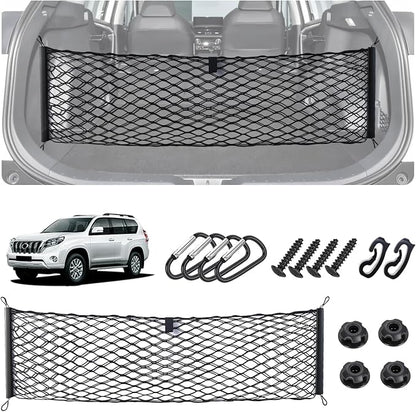 Envelope Style Cargo Net for Toyota RAV4 2013-2018 Accessories, Rear Trunk SUV Mesh Cargo Net, Upgraded 5mm Bungee & Double-Layer Nylon Storage Tailgate Netting Grocery&Tools Holder Organizer