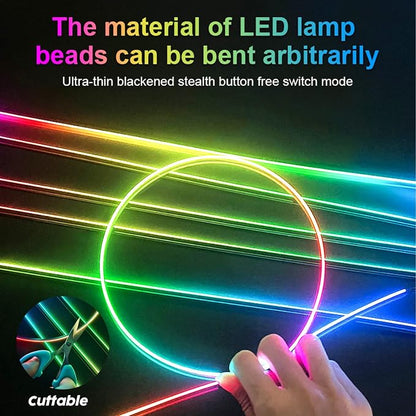 Interior Car LED Lights, RGB Dream Color Acrylic LED Lights for Car, Ambient Lighting Kits with Wireless APP and RF Remote Control, Music Sync Dynamic Chasing (6 in 1)