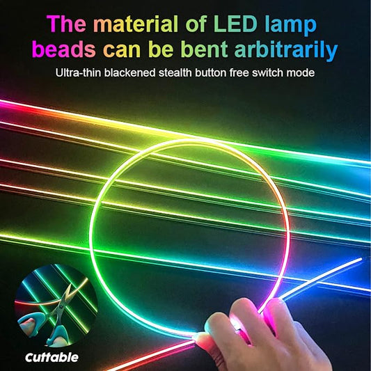 Interior Car LED Lights, RGB Dream Color Acrylic LED Lights for Car, Ambient Lighting Kits with Wireless APP and RF Remote Control, Music Sync Dynamic Chasing (6 in 1)