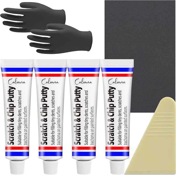 Calvana (4-Pack 20g Car Body Filler Repair Kit, Automotive Putty Scratch Filler, Quick-Drying Formula for Minor Touch-ups, Ideal for Car Paint Scratch Removal and Rust, Includes Repair Tools