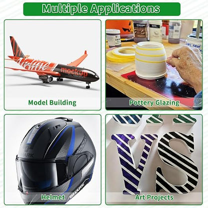 6 Rolls Pinstripe Tape Fine Line Masking Tape 1/16", 1/8", 1/4", 3/8",1/2", 3/4" - Thin Painters Automotive Paper Tape for DIY, Car, Auto, Paint, Art, Tumblers, Pottery, Model Building, Wall