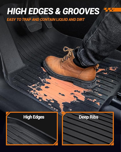 SEALIGHT Tesla Model Y Floor Mats 5 Seat 2021-2024, All Weather Custom Fit Floor Liners, 1st & 2nd Row Full Coverage, 3D Scanning Design, Non-Slip TPE Material, Waterproof & Stain-Resistant