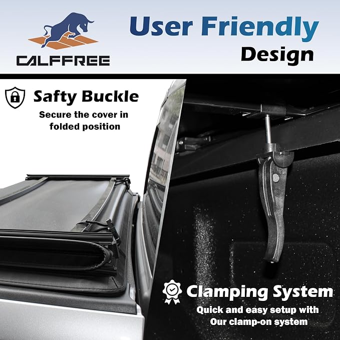 Soft Tri-Fold Truck Bed Tonneau Cover Compatible with 2015-2026 Ford F-150 | F150 Lightning | 5'5" Bed (66") | CFST-016