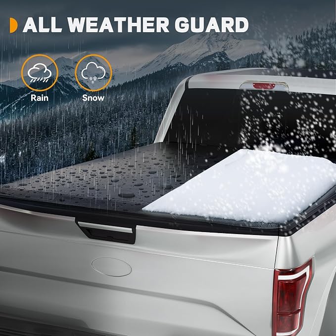 Soft Quad-Fold Truck Bed Tonneau Cover Fit for Dodge Ram 1500 2002-2026 (Classic & New), Fit for Dodge Ram 2500 3500 2003-2026, with 6.4 ft Bed Without Rambox