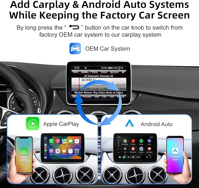 Decoder Adapter for Mercedes Benz A/B/C/E/GLA/GLS/GLS/CLA/CLS/GLA/GLK/ML with NTG System, Supports Wireless CarPlay Android Auto/Mirror Link/Camera/USB Drive (for Made Year 2010-2014)