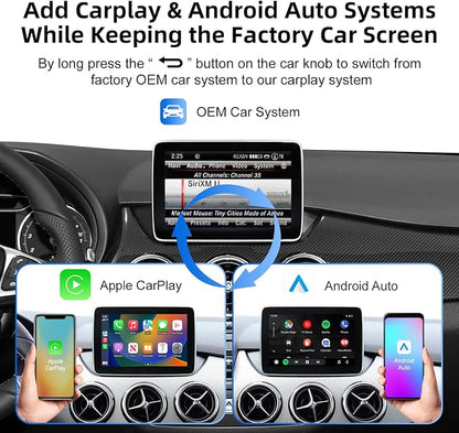 Decoder Adapter for Mercedes Benz A/B/C/E/GLA/GLS/GLS/CLA/CLS/GLA/GLK/ML with NTG System, Supports Wireless CarPlay Android Auto/Mirror Link/Camera/USB Drive (for Made Year 2010-2014)