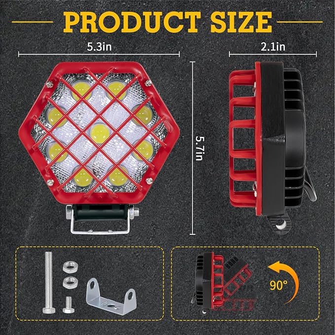 5 inch 27W LED Light Pods Spot Light Pod Off Road Driving Lights Bumper Roof Fog Lamps Fit for SUV Truck Hunters Motorcycle (Red)