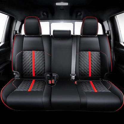 Carlimeki Leather Seat Covers Custom Fit for Tacoma Gen 4th (2024-2026) Double Cab, for SR, SR5, TRD PreRunner, TRD Sport, TRD Off-Road, Limited, Trailhunter - Armrest Covers Included - Fully Covered