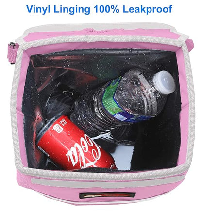 EPAuto Waterproof Car Trash Can with Lid and Storage Pockets, 2.5 Gallon Leakproof, Pink