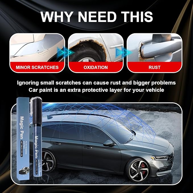 All Cars Magic Pen, 3 PCS Car Scratch Remover for Vehicles, Black Car Paint Scratch Repair, Quick & Easy Paint Repair for All Vehicles, Fix Scratches, Chips & Scuffs Instantly