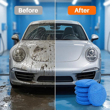Microfiber Wax Applicator Pads, Car Wax Applicator with Finger Pocket, Buffing & Detail Polishing Foam Pads for Car Cleaning and Fine Polishing (5 inch, 12 Pack)