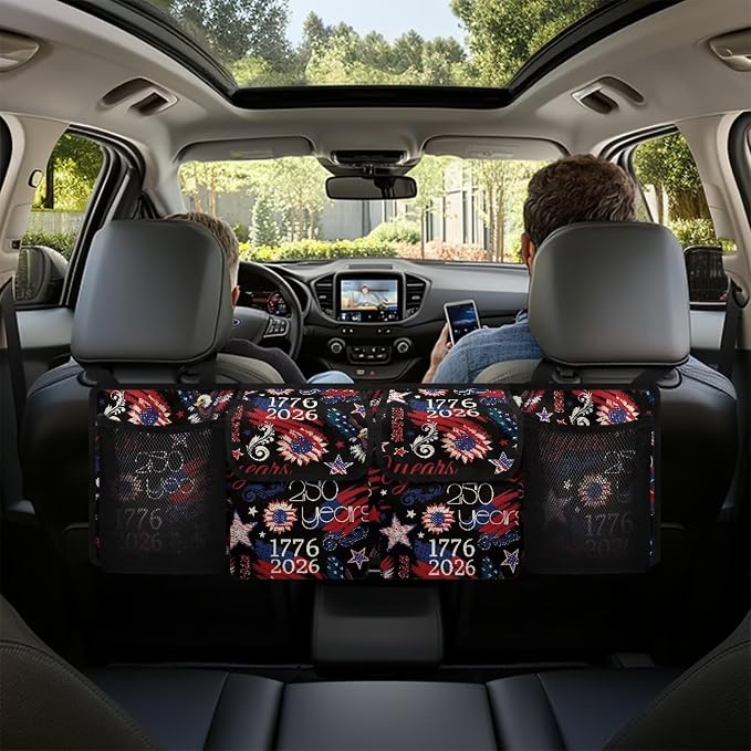 250 Years Trunk Storage Organizer Waterproof Collapsible Car Storage Bag with 4 Pockets Large Capacity Backseat Trunk Organizer Universal Fit for Cars SUV Sedans