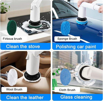 Electric Spin Scrubber Replacement Brush Heads Set, 8 Pieces, Multiple Brushes for Bathroom,Kitchen,Glass, Leather, Car Cleaning