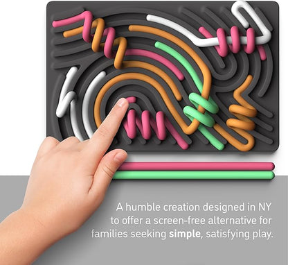 Pushpeel Sensory Activity Board: Silicone Fidget Toy for Calming, Stress, Anxiety, ADHD & Autism | Silent, No Mess | Kids 3+ & Adults | Includes Portable Travel Bag & 11 Strings (Granite)