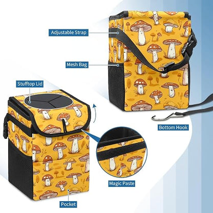 Car Trash Can – Multi-Purpose, Lightweight and Portable with Durable Water-Resistant Coating, No Installation Required, Practical and Ample Capacity, Variety of Colors.Mushroom