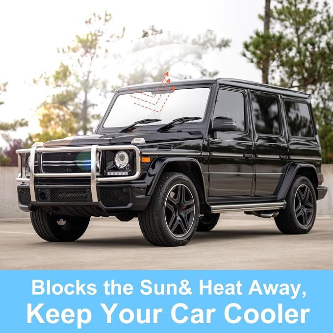 TINGLU Sun Shade for Mercedes Benz G W463 G550 G55 G63 G65 1990-2018(Not for 2019-2021 Mercedes Benz G Class) Accessories Windshield Sun Shade Window Shade UV Rays Protection Sun Visor Cover