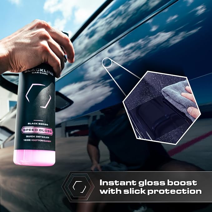 Blackline Car Care - Speed Gloss Quick Detailer Spray & Car Shine - Versatile, Fast Cleaning for a Streak-Free, Quick Detail and Glossy Finish on All Vehicle Surfaces (64 Fl Oz)