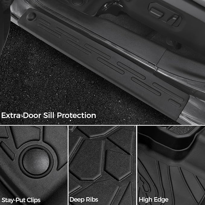 Floor Mats for Jeep Wrangler JL Gas 2018-2025 2026, All Weather Floor Mats Trunk Cargo Liner and Door Sill Guards Accessories (Fit 4-Door Unlimitied)