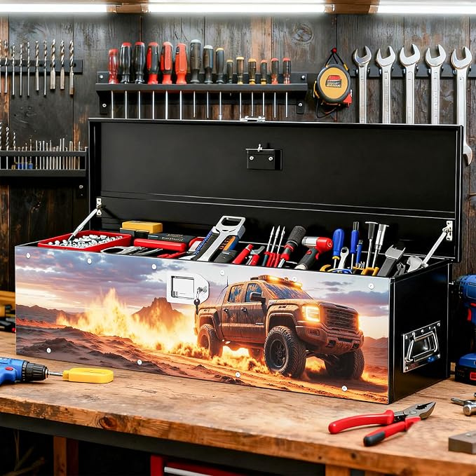 Truck Bed Tool Box,truck toolbox compatible with Sierra, Sierra Accessories, 38.5 x 11.6 x 9.6 Inches, Alloy Steel, Lockable, Weathertight, Rust Resistant, Flip Top, For Pickup Trucks