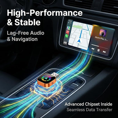 2026 Wireless CarPlay Adapter, Upgraded Wired to Wireless, Supports CarPlay & Android Auto, Plug and Play, Fast Auto Reconnect, Stable Contrl, Zero Lag, Heat Dissipation, Noiseless Car Use