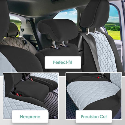 FH Group Custom Fit Car Seat Covers Specifically Made for Toyota Sienna 2011-2020, Car Seat Cover 2nd Row Set, 8 Seater Automotive Seat Covers in Gray Neoprene, Waterproof and Washable Seat Covers