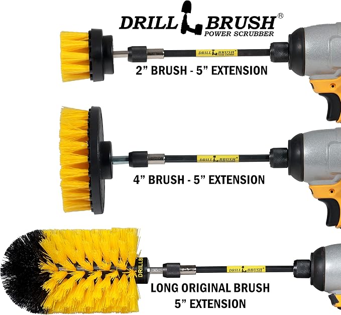 Drill Brush Power Scrubber by Useful Products - Bathroom Cleaning Brush Set - Scrub Brush for Drill - Cleaning Tools for Drill - Shower Scrubber - Tile and Tub Scrubber - Drill Brush Attachment Set