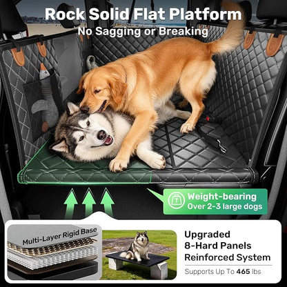 Zanch Heavy-Duty Dog Car Seat Cover, Flat Solid Back Seat Extender for Multi Large Dogs, Hard Bottom Supports 450 lb, Waterproof Scratchproof Hammock Protector, Standard for Cars, SUV, Trucks, Matte