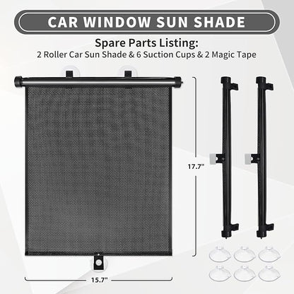 Sfee Car Window Shade for Side Windows, 2 Pack Sun Shade Retractable for Car Blocks Heat and UV Rays Glare Protection Roller Sunshade Visor for Baby, Kids, Pets, Passengers