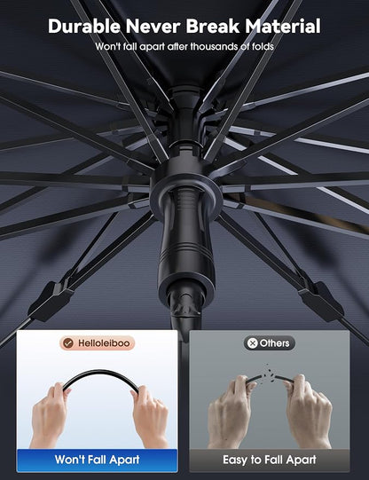 helloleiboo Car Windshield Sun Shade Umbrella,Colorful 360°Rotating Foldable Windshield Sun Shade Front Window Reflective Polyester Blocks Heat and Sun Sun Shade for Cars SUV