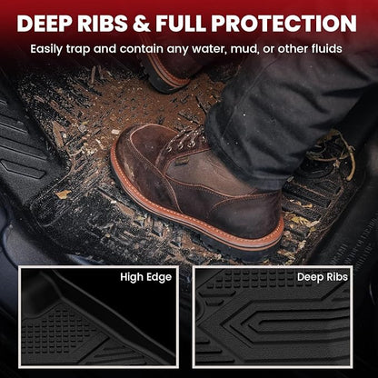 LASFIT Floor Mats & Backrest Mats & Cargo Mats for Hyundai Palisade 7/8 Seats 2025 2024 2023 2022 2021 2020, All Weather TPE Custom Fit Floor Liners for Palisade Full Set Car Mats Accessoires, Black