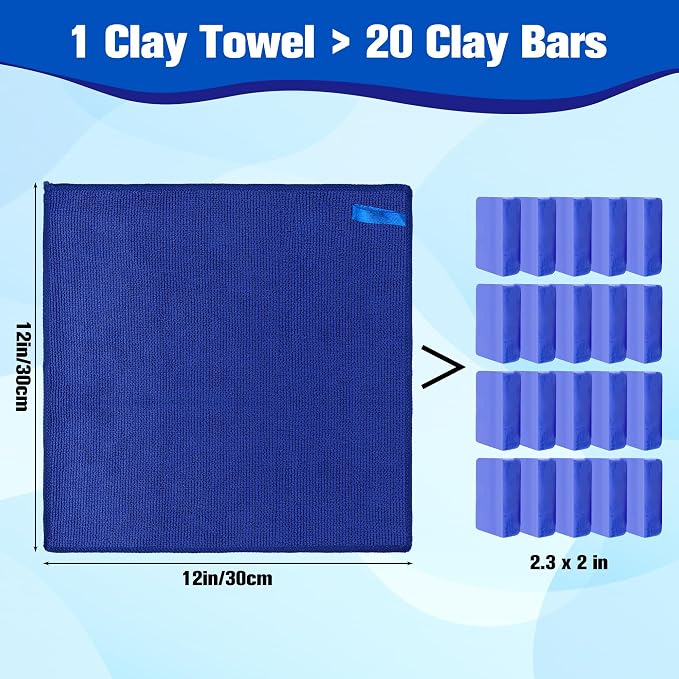 Clay Towel 12 x 12 Inch, Blue Clay Bar Towel for Auto Detailing Microfiber Car Cloth Cleaner Automotive for Car Detailing