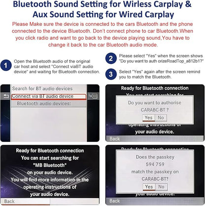 Road Top Wireless CarPlay Android Auto Adapter for Mercedes-Benz NTG4.5 | For C/E/GLK/ML/CLA/GLA 2012-2015, NTG4.5 System, Plug & Play Retrofit Module, Bluetooth, Siri, Mirror Link