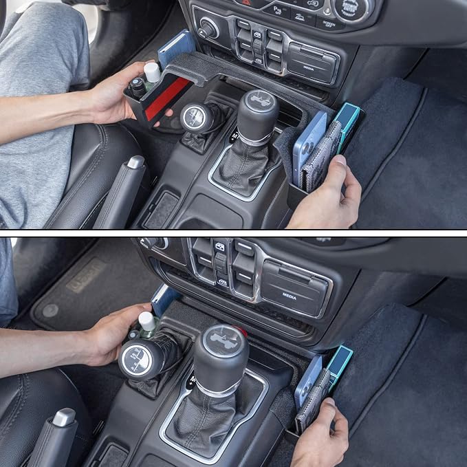 Center Console Gear Shift Organizer Tray Compatible with Jeep Wrangler JL/JLU 2018-2023 2024 2025 2026 and Jeep Gladiator JT Truck 2020-2023 2024 2025 2026 Storage Box Accessories (Not for JK/JKU)