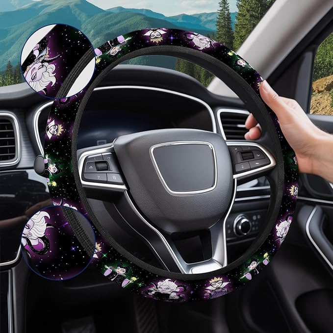 GENANY Dark Queen Steering Wheel Cover, Non Slip Polyester Car Wheel Protector for Car SUV Truck, Universal 15 Inch