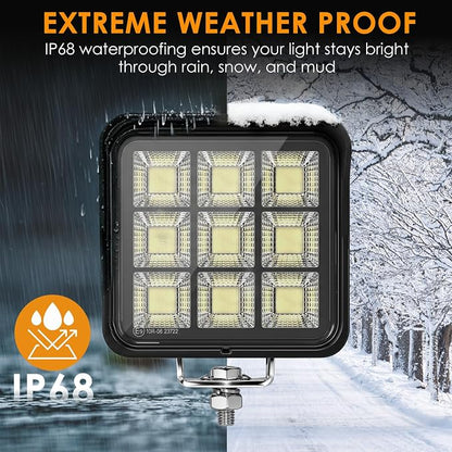 4.8Inch 288W 22000LM LED Tractor Light Bars, IP68 Waterproof Shockproof 12/24V LED Work Lights for Truck, 150° Flood Beam Off Road Light Bar for UTV ATV SXS and Heavy-Duty Equipment, 2PCS