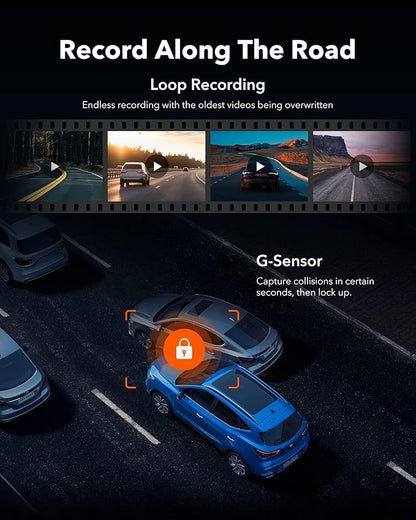 WOLFBOX G930 10'' Rear View Mirror Camera with 5.8GHz WiFi, 4K Dash Cam Front and Rear with WDR, Touch Screen Rearview Mirror Backup Camera, Parking Monitor, Reverse Assist, Includes 64GB Card & GPS
