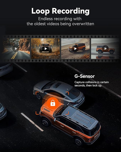 WOLFBOX G840S 12" 4K Mirror Dash Cam Backup Camera, 5.8GHz WiFi Smart Rearview Mirror for Cars & Trucks, Front and Rear View Dual Cameras, Night Vision, Parking Assistance, Included 32GB Card & GPS