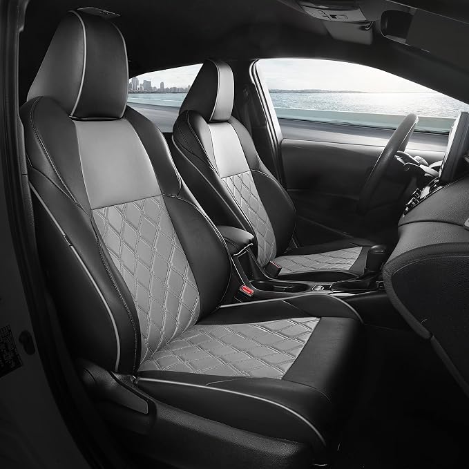 FREESOO for Toyota Corolla Seat Covers 2020-2026 SE/SE Apex Nightshade & 2023-2025 XSE & 2025 FX, Custom Car Seat Covers, Leather Car Seat Cover, Waterproof Seat Covers for Cars, Black Gray Full Set