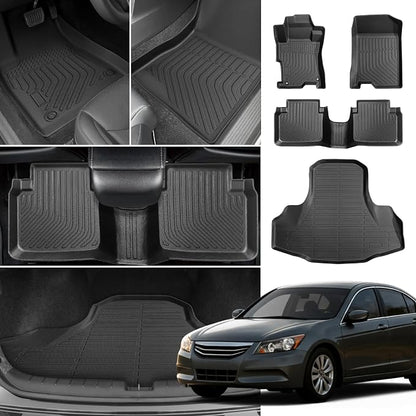 Floor Mats for Honda Accord Sedan 2008-2012(Gas ONLY), NOT for Coupe, Custom Fit Accord Sedan LX LX-S EX EX-L LX-P SE LX Premium Floor Mats, TPE All Weather Protection Waterproof Cargo Liner