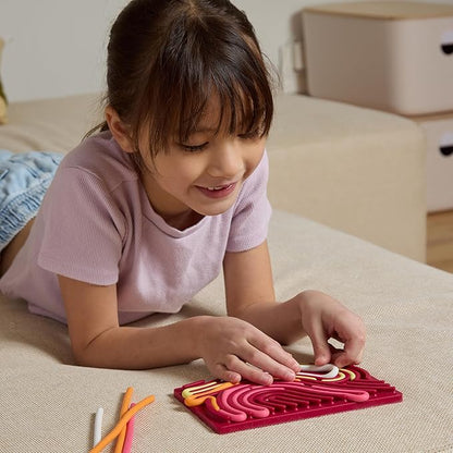 Pushpeel Sensory Activity Board: Silicone Fidget Toy for Calming, Stress, Anxiety, ADHD & Autism | Silent, No Mess | Kids 3+ & Adults | Includes Portable Travel Bag & 11 Strings