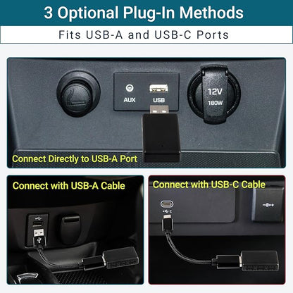 MAX=TECH - Compact Wired to Wireless Adapter for Carplay and Android Auto, with USB Type A and C Adapters - 2 in 1 - Fast Reliable and Easy to Use - All Car Models