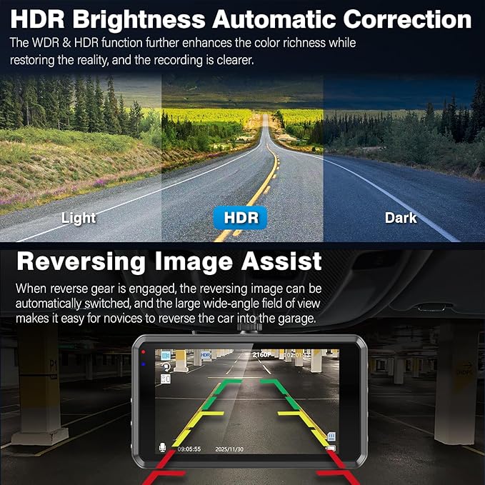 SHRINLUCK 2K Dual Dash Camera for Cars, Free 64G SD Card, FHD 2K+1080P Dash Cam Front and Rear,3.2'' IPS Screen,176° Wide Angle Dashcam,24H Parking Monitor,G-Sensor,Loop Recording,Night Vision,WDR
