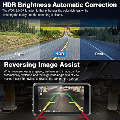 SHRINLUCK 2K Dual Dash Camera for Cars, Free 64G SD Card, FHD 2K+1080P Dash Cam Front and Rear,3.2'' IPS Screen,176° Wide Angle Dashcam,24H Parking Monitor,G-Sensor,Loop Recording,Night Vision,WDR