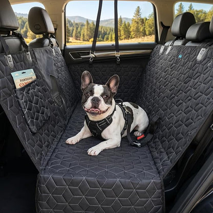 Meginc Dog Car Seat Cover for Back Seat, 60" Waterproof Dog Car Hammock with Mesh Window and Side Flaps, 600D Oxford Fabric Pet Seat Protector for Cars, SUVs & Mid-Size Trucks, Black