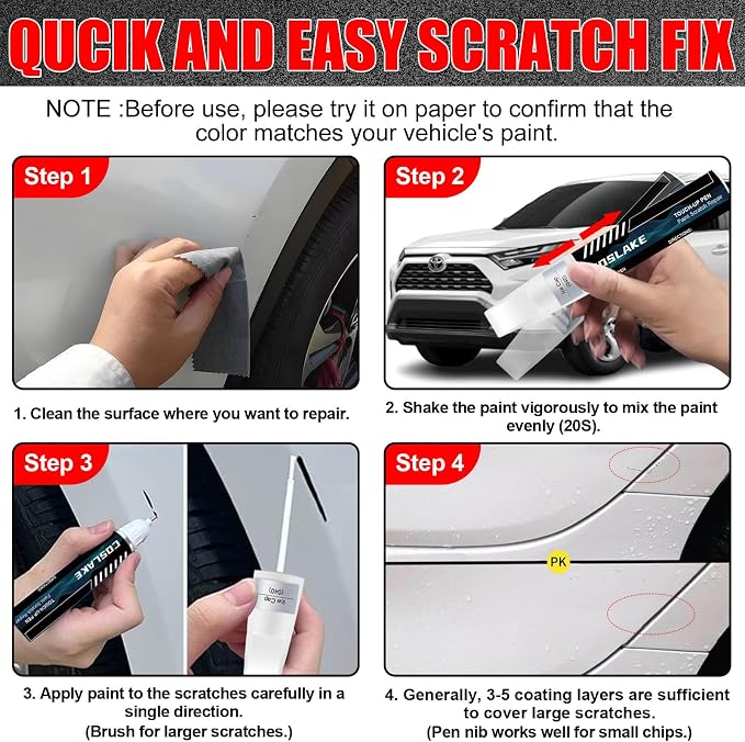 Car Touch Up Paint(Wind Chill Pearl(089(Include 2PS)) for Toyota, Car Paint Scratch Repair Kit, Quick & Easy Solution to Repair, 2 in 1 Scratch Remover Pen with Color-Matched